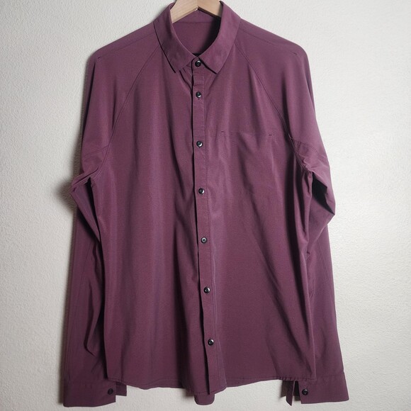 lululemon athletica Other - Lululemon Shirt Mens Large Purple Stripe Long Sleeve Button Up Stretch Casual
